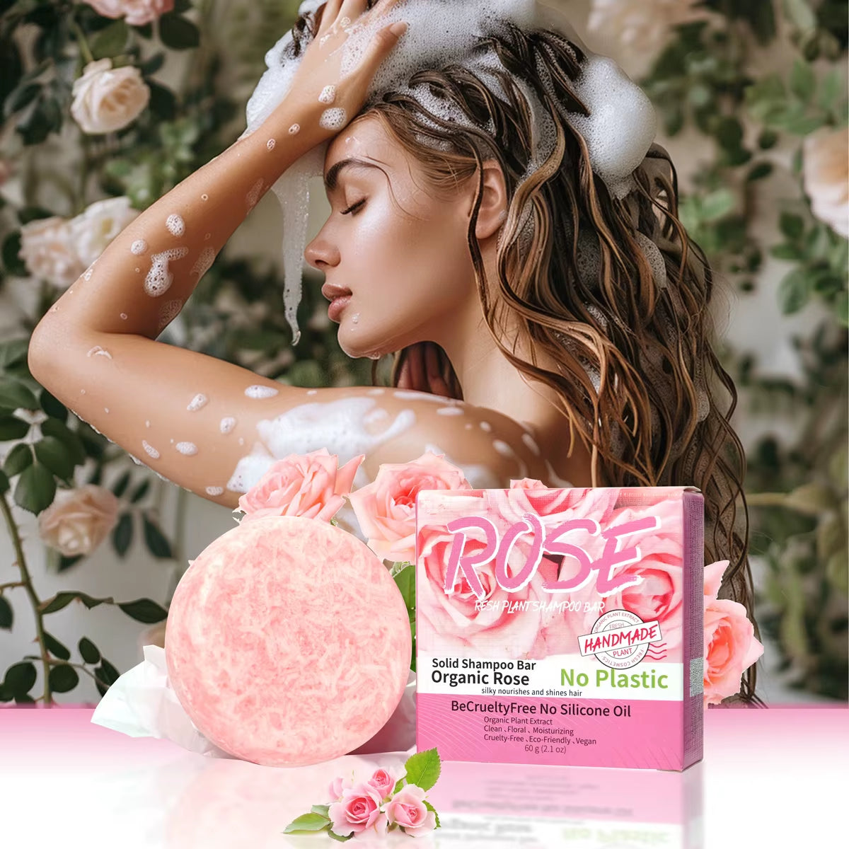 Pink Rose Organic Handmade Shampoo Soap Bar