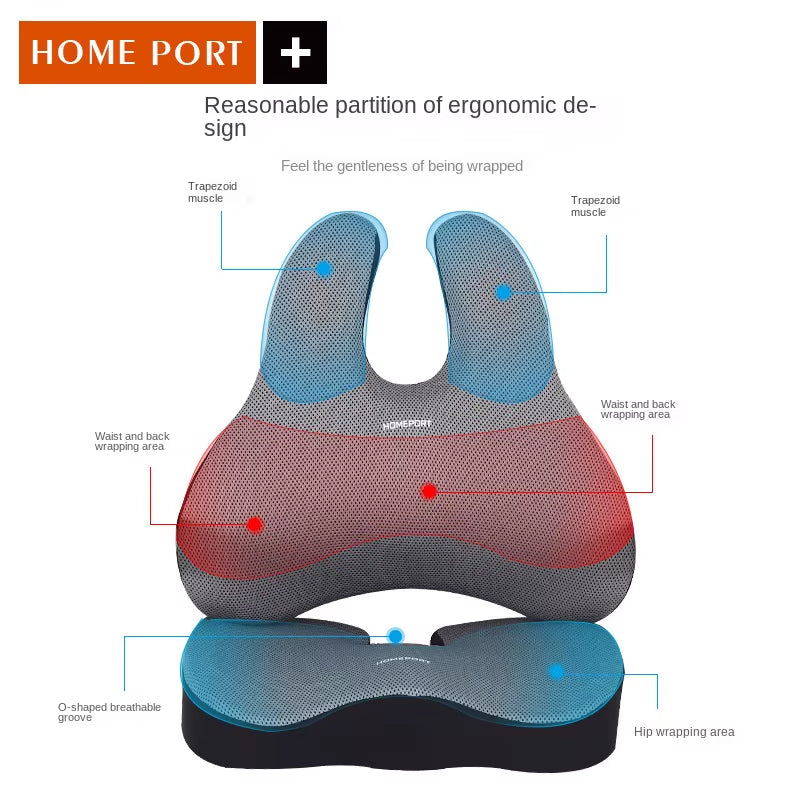 Breathable Ergonomic Seat Cushion & Orthopedic Lumbar Support