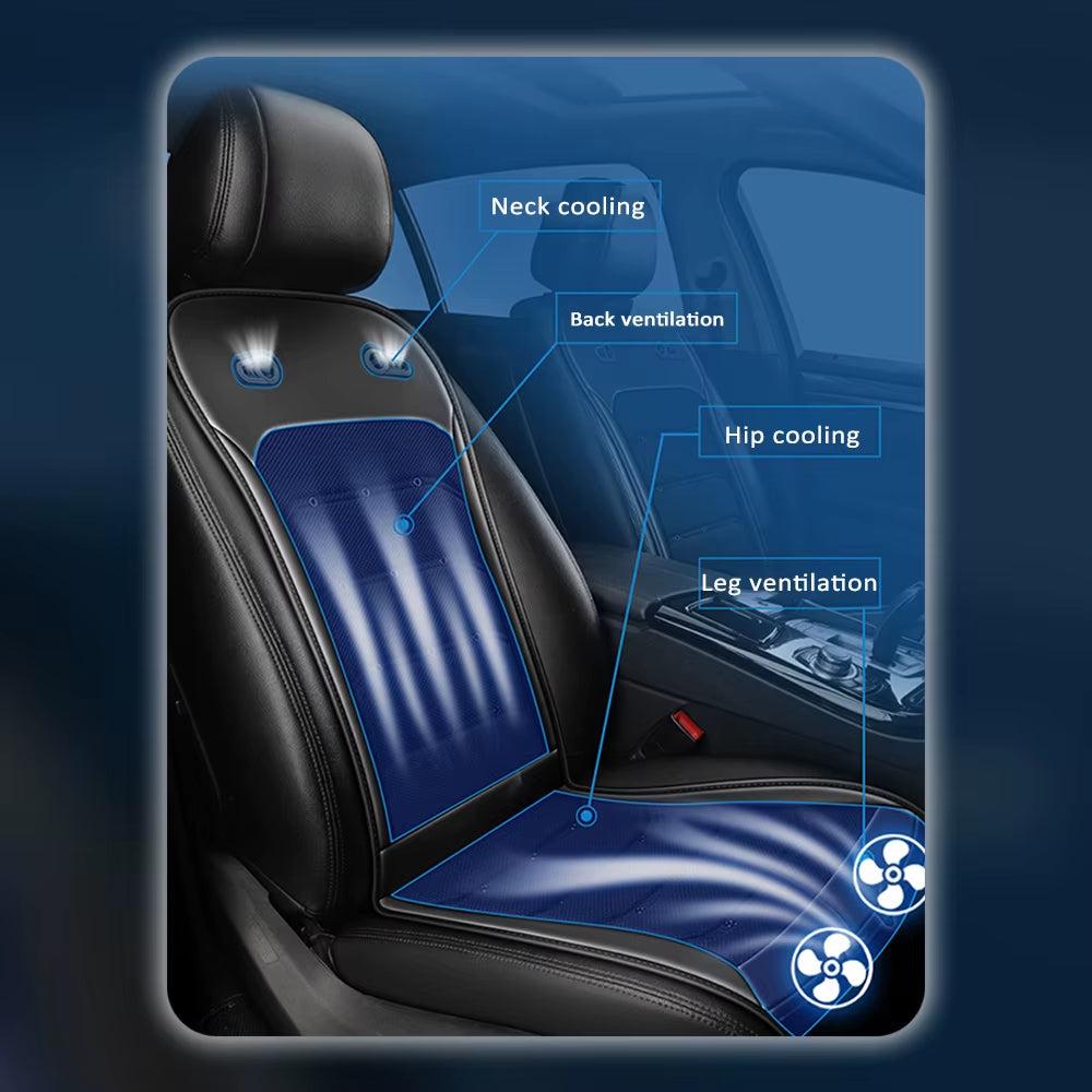 Cooling Car Seat Cushion, 12V/24V Front Seat Cooled Seat Cover with Intelligent Fans Summer Breathable Ventilated Seat Cushion