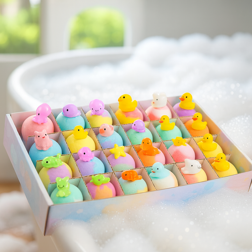 24 Pack Natural Organic Bath Bombs for Kids