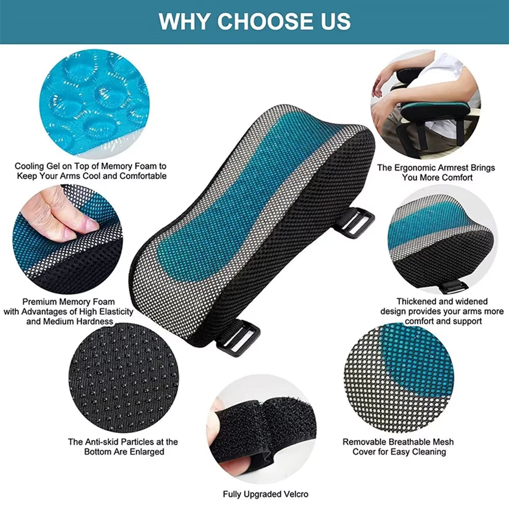 Office Chair Armrest Pad Elbow Pillow Comfortable Support Cushion Memory Foam Inner Core Sofa Cushion for Home Office Game Chair