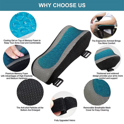 Office Chair Armrest Pad Elbow Pillow Comfortable Support Cushion Memory Foam Inner Core Sofa Cushion for Home Office Game Chair