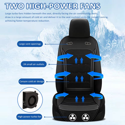 Cooling Car Seat Cushion, 12V/24V Front Seat Cooled Seat Cover with Intelligent Fans Summer Breathable Ventilated Seat Cushion