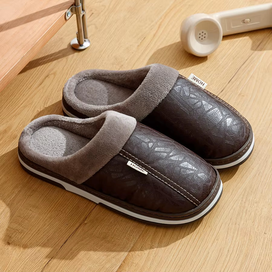 Men's PU Cozy Winter Slippers
